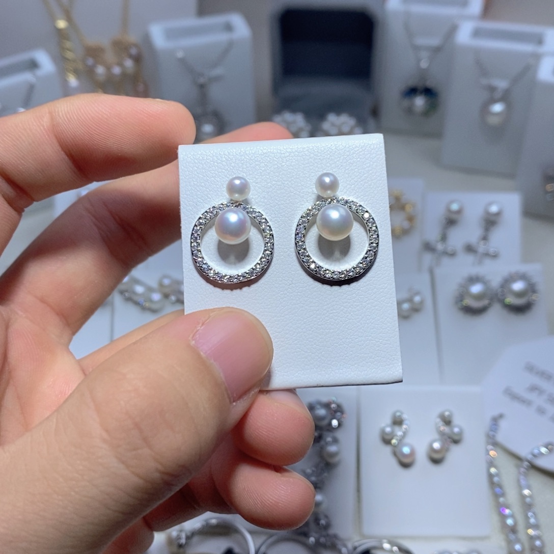 耳饰淡水珍珠银S925镶嵌