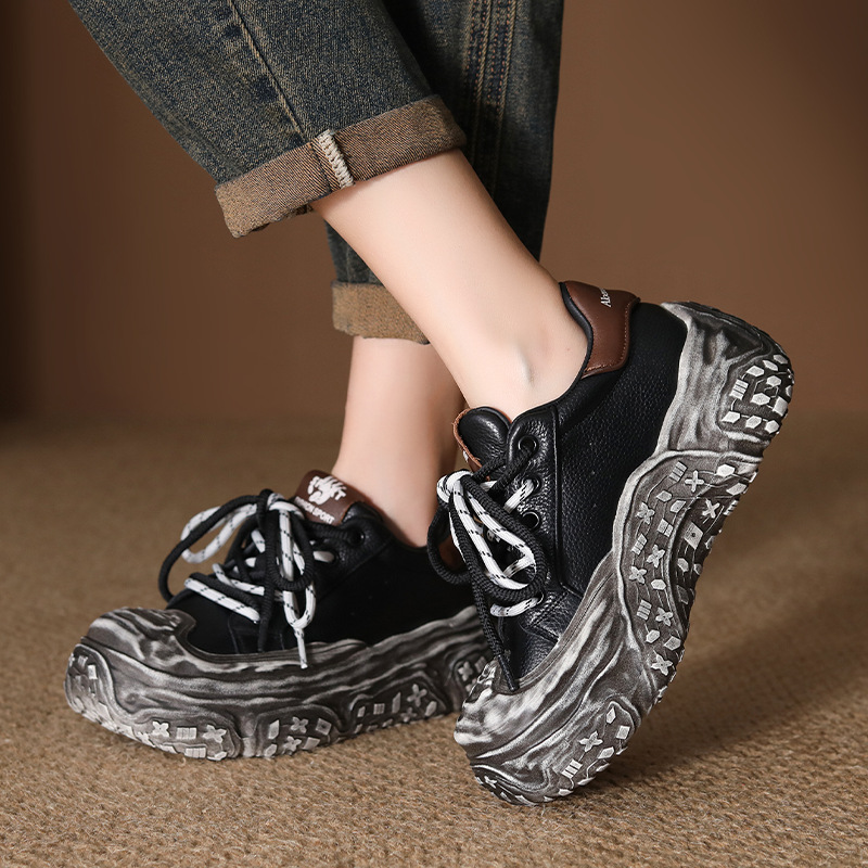 2025秋季新款小众设计复古休闲潮流运动鞋女鞋厚底增高老爹鞋