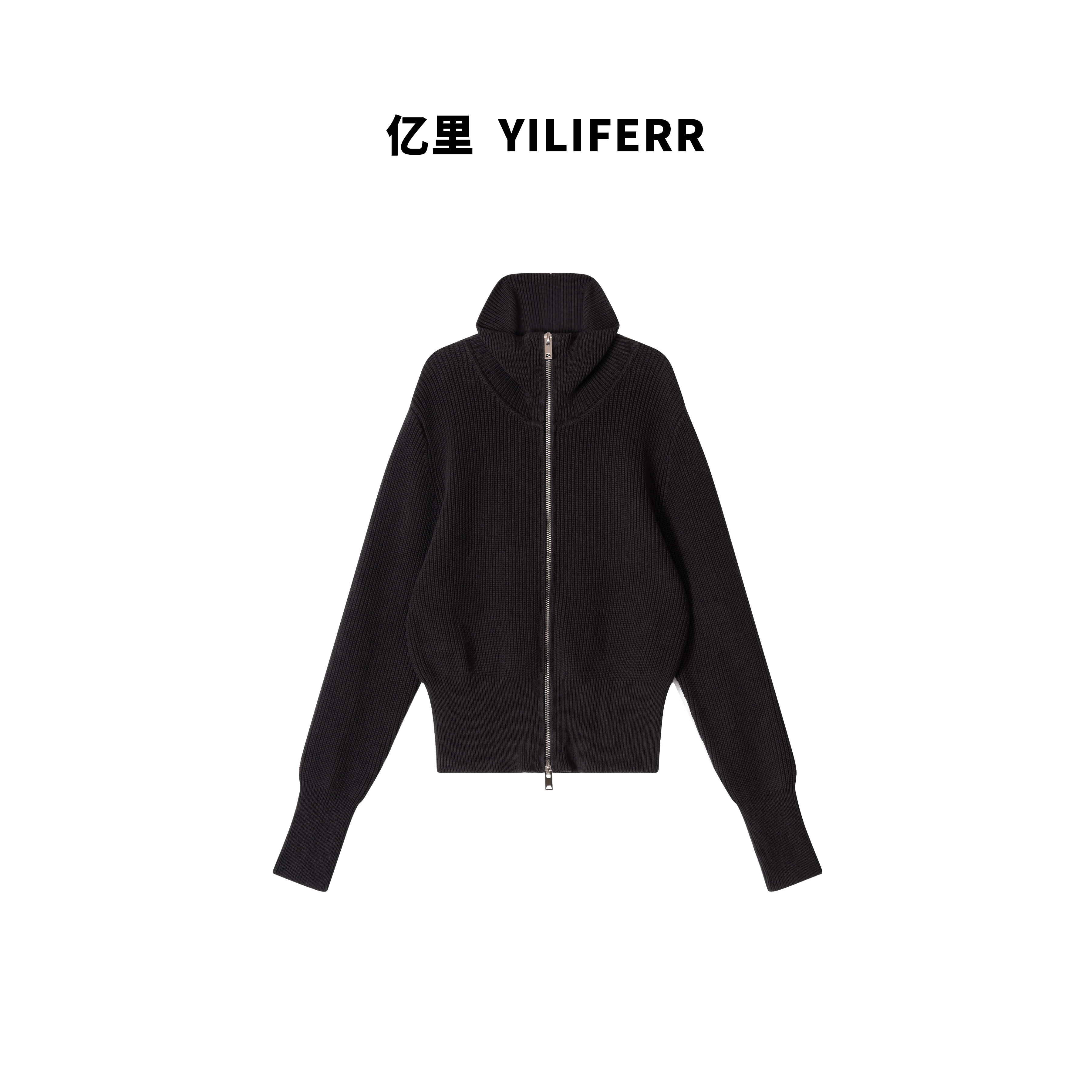 【YILI显瘦女装】时尚立领拉链老钱风毛衣外套 Y1677