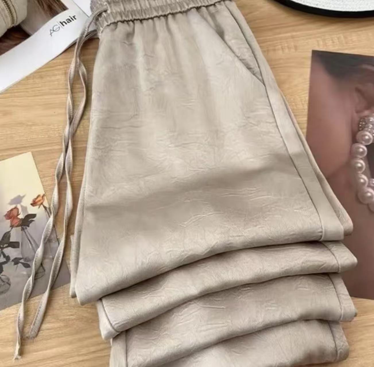 香槟色双面冠乐绉小直筒裤