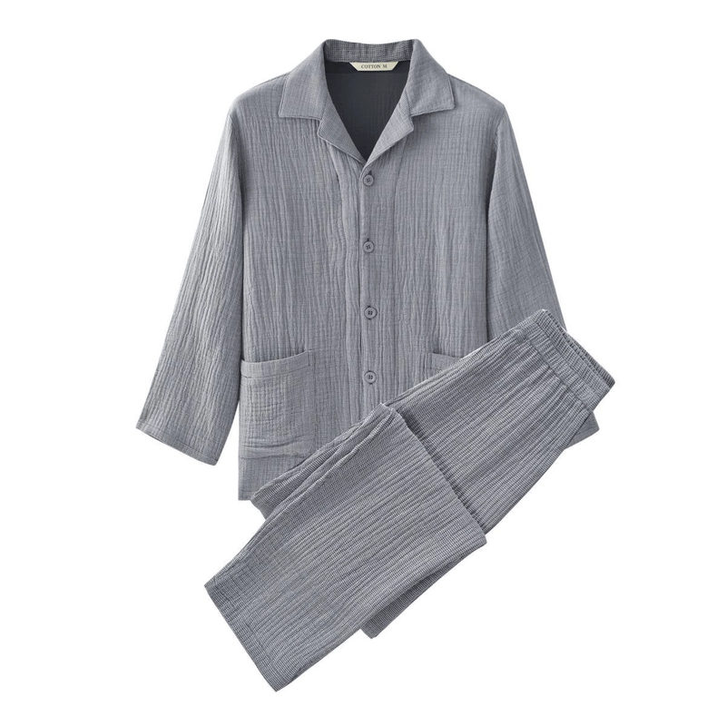 【男款2026款气囊四层纱】全棉纯棉爆款保暖秋冬长袖居家套装睡衣