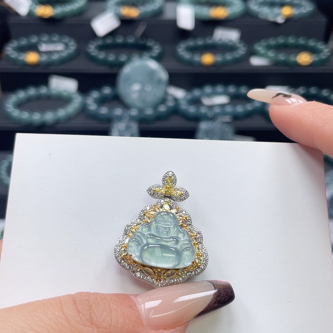 翡翠银S925镶嵌吊坠(不含链)
