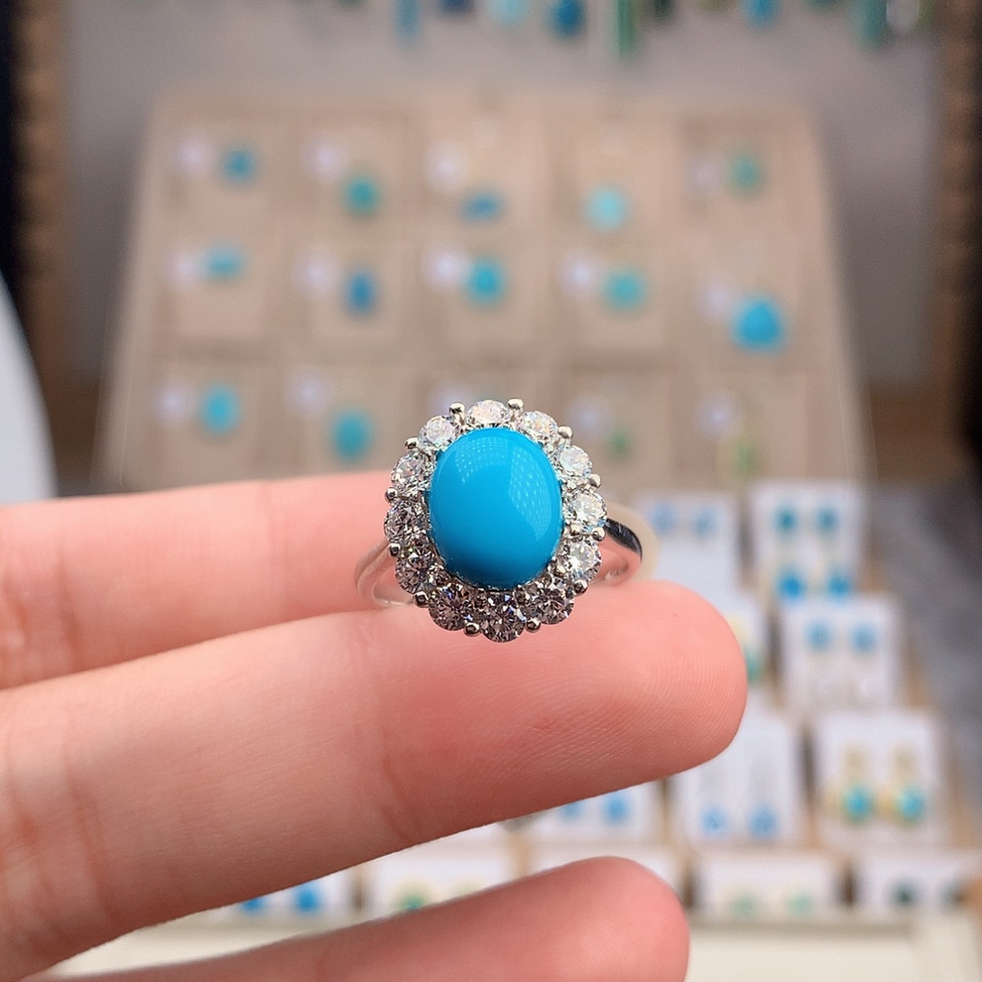 绿松石银S925镶嵌戒指