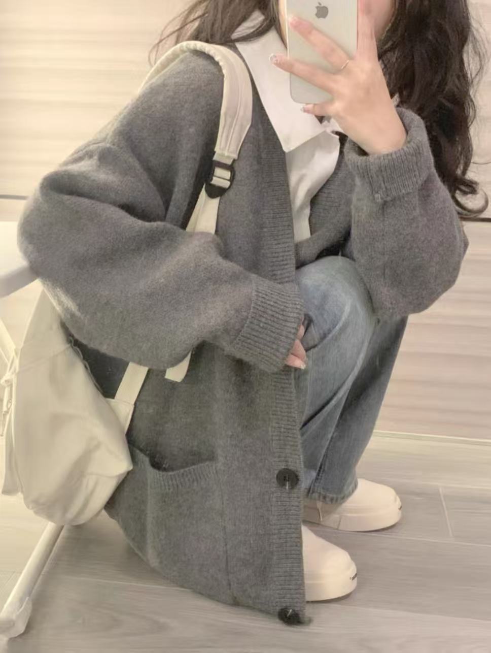 【501-580编码点这里】秋冬高端时尚气质开衫短款毛衣女