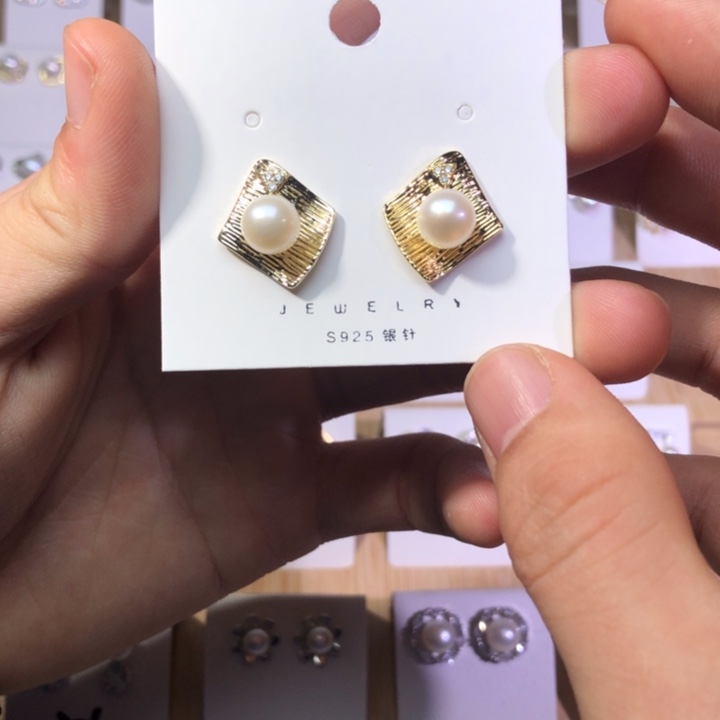 淡水珍珠耳饰银S925镶嵌