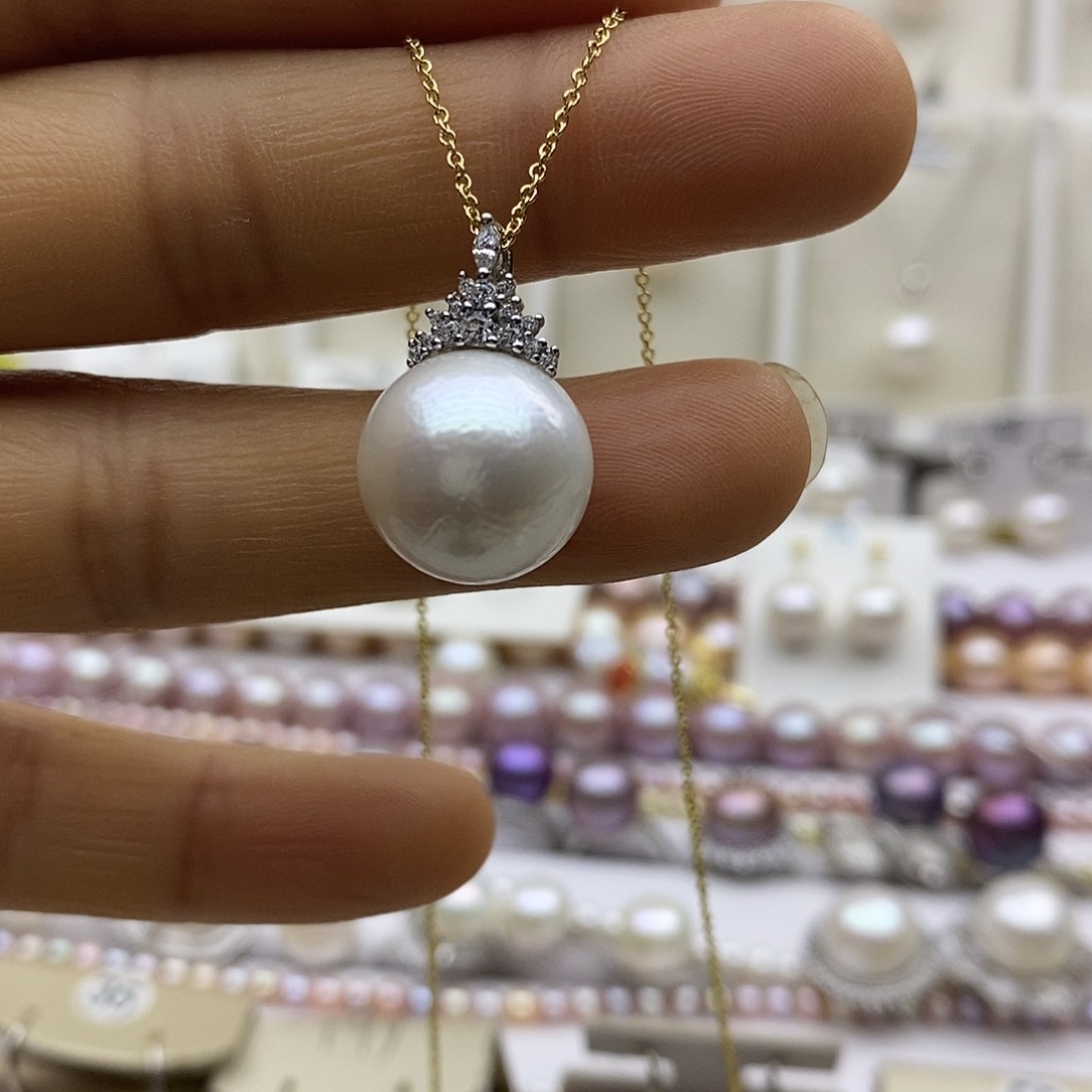 淡水珍珠吊坠(赠链)银S925镶嵌