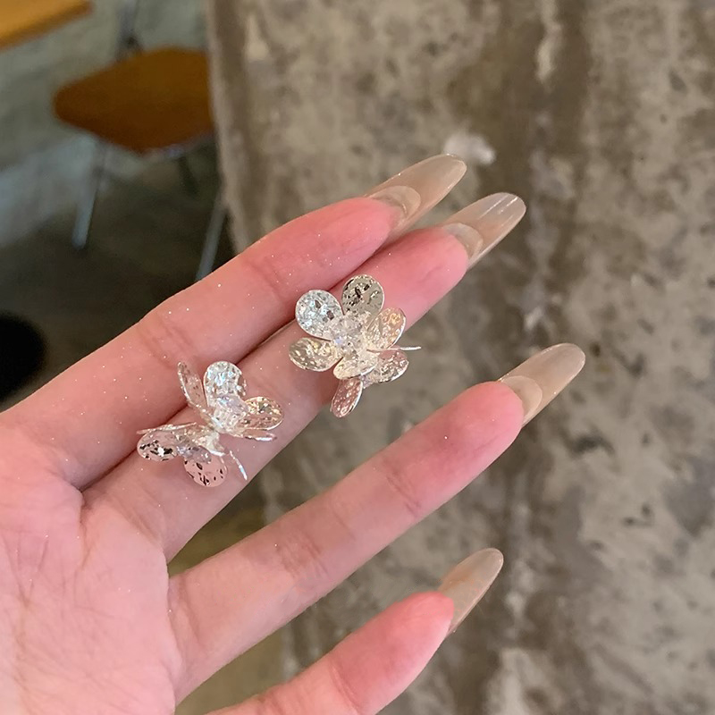 合金耳饰 Y-148双花朵耳钉女轻奢小众设计耳环2025高级感耳饰8244
