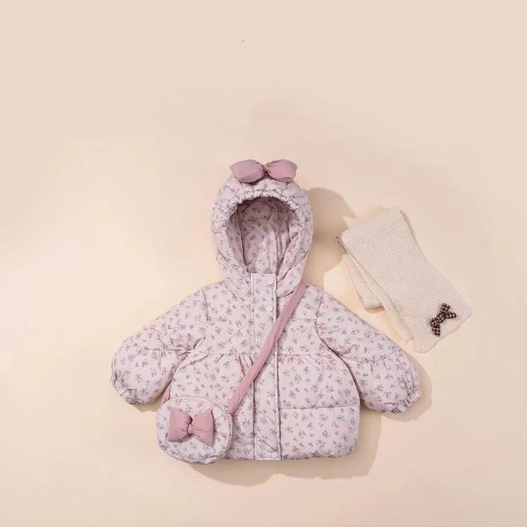冬季儿童洋气保暖2025新款女童加厚棉服碎花棉衣宝宝外套棉袄韩版