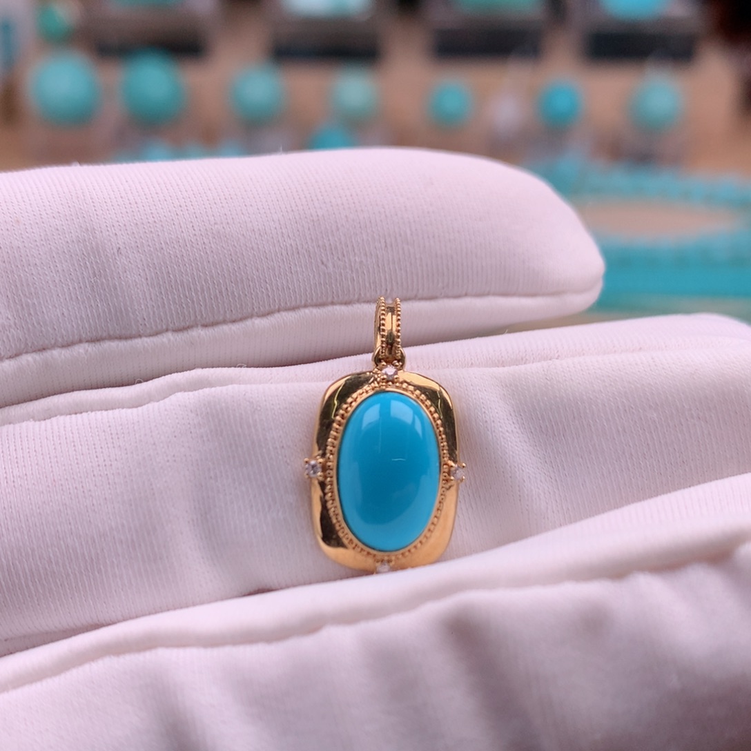 绿松石18K金镶嵌珠宝奇石