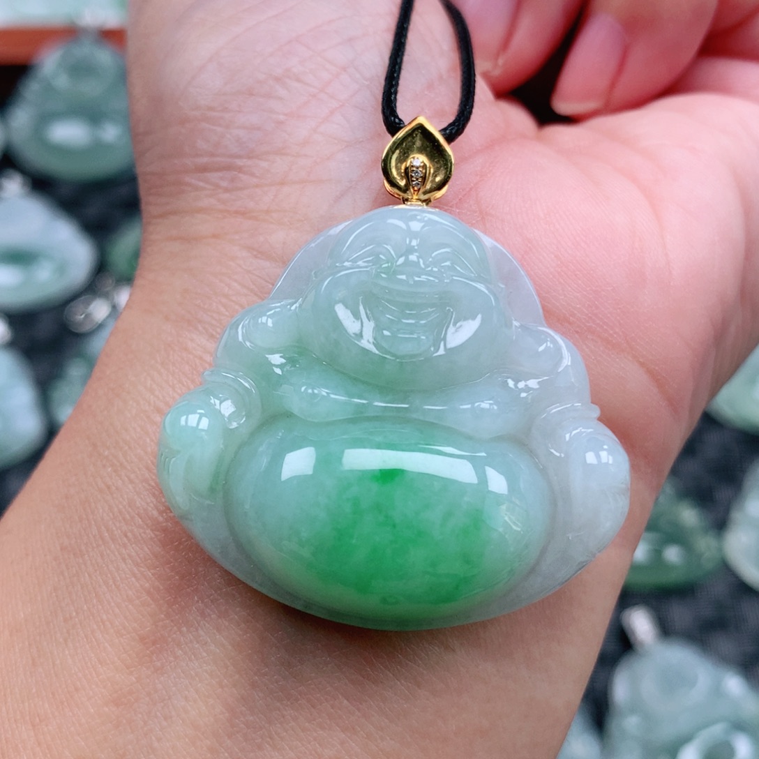 翡翠18K金镶嵌吊坠(不含链)