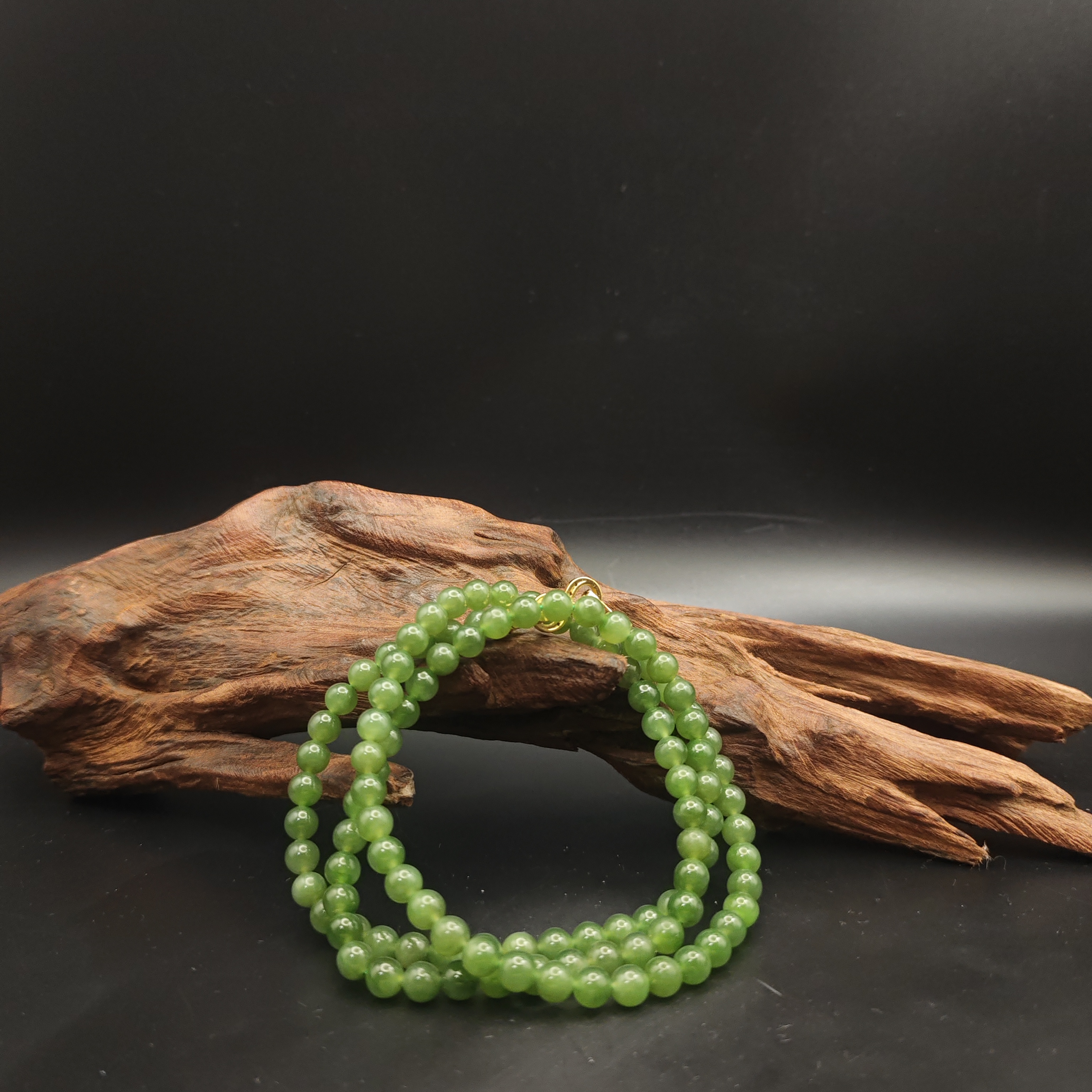 Z和田玉碧玉圆珠项链（无矿点）1322