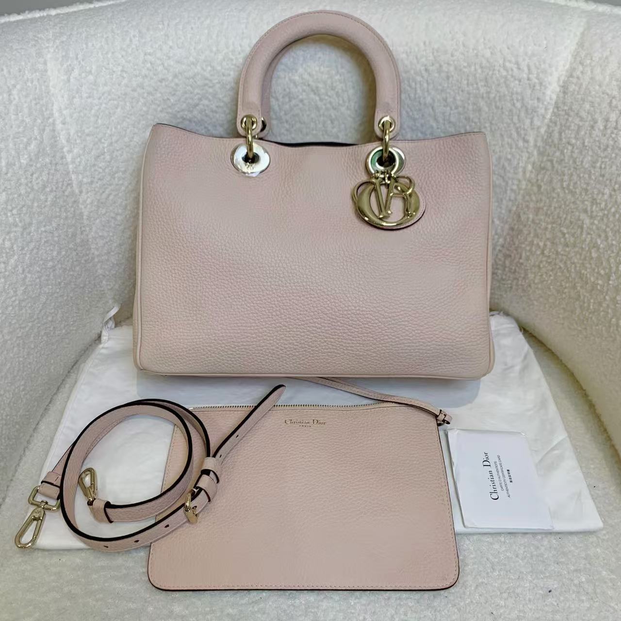 99新 DIOR/迪奥 壹臻/浅粉色vip中号手提包/80918920