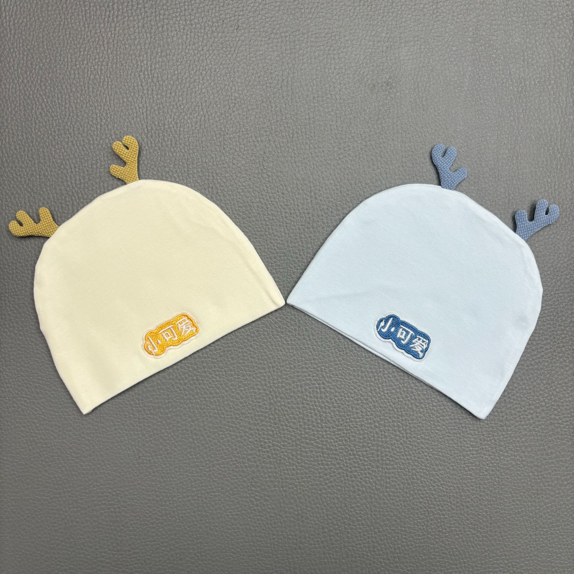 小可爱鹿角双层新婴生儿小月龄帽子卡通百搭简约圆顶男女宝秋冬季