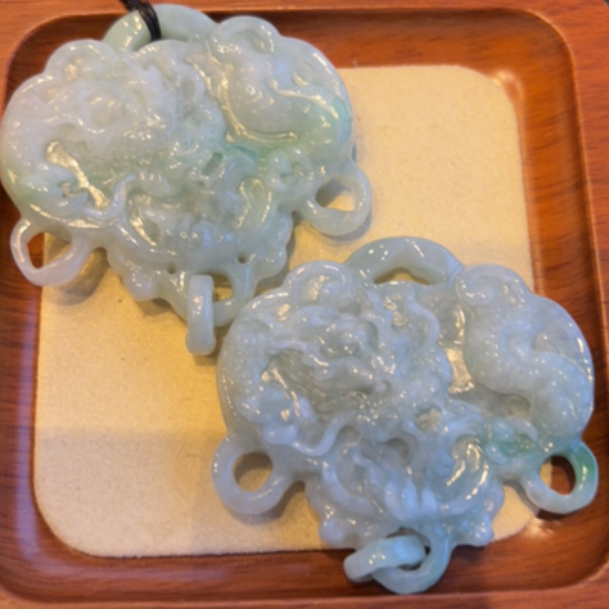 翡翠挂件满绿龙凤锁（多样性发货发其一）5462