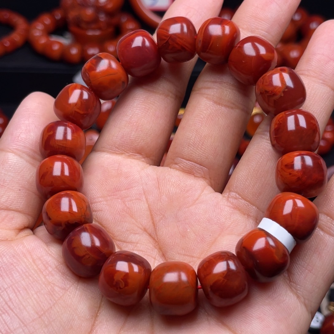 南红玛瑙珠宝奇石未镶嵌单圈13mm