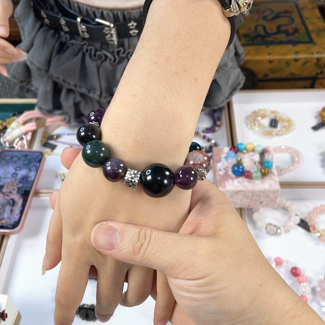 水晶手链银S925镀金镶嵌