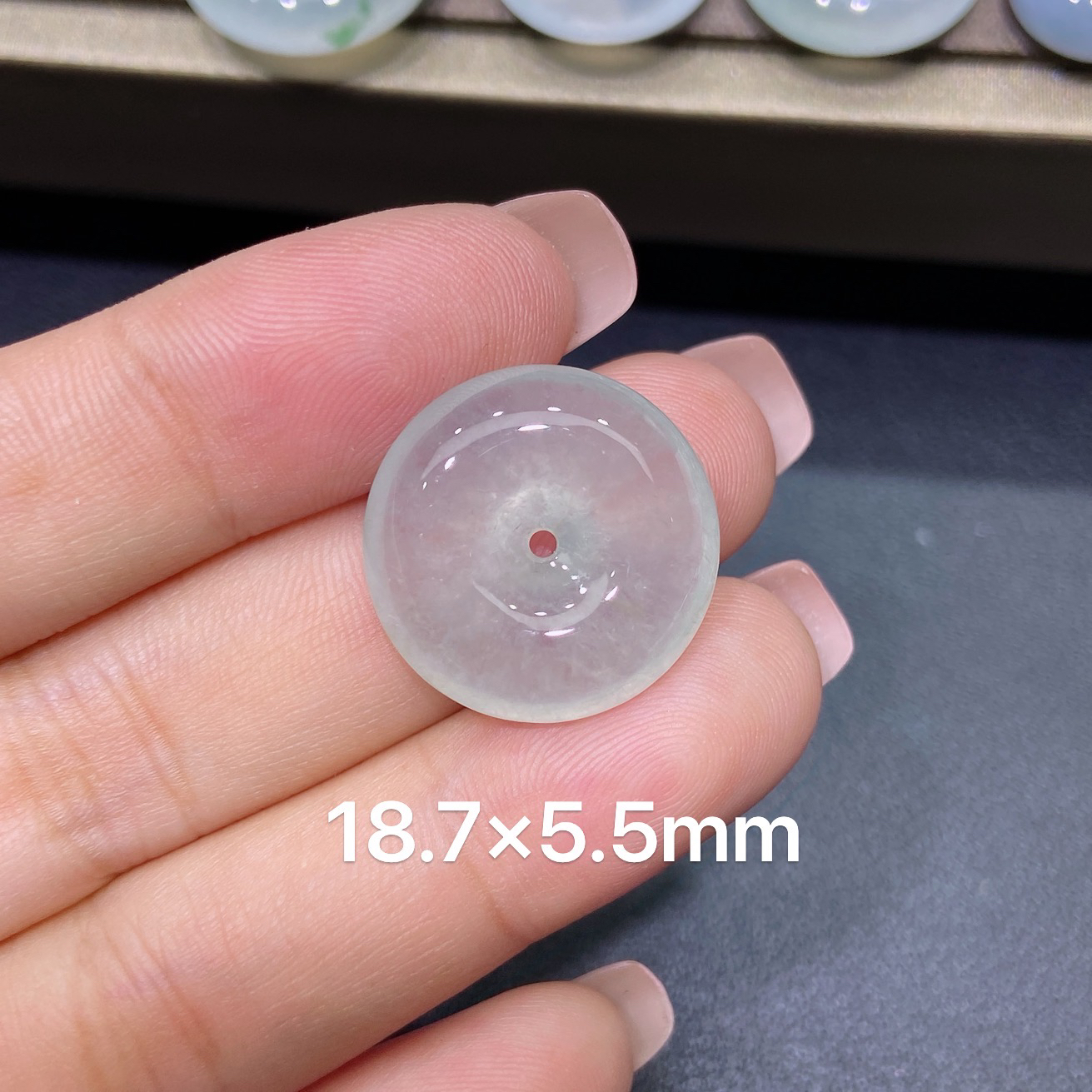 缅甸天然A货翡翠 老坑冰种白冰厚装平安扣吊坠 玉质细腻 k102