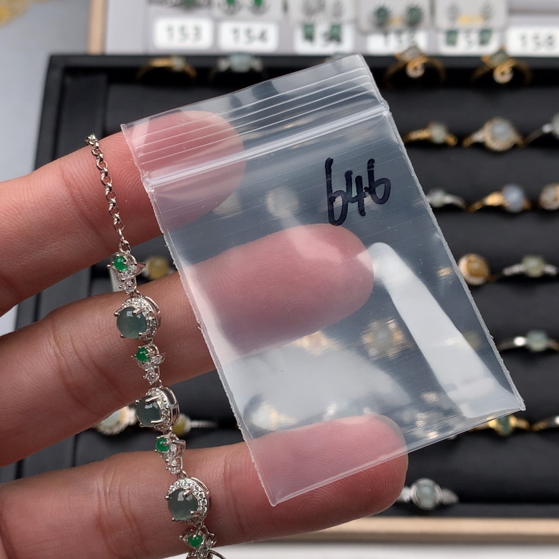 翡翠银S925镶嵌戒指646