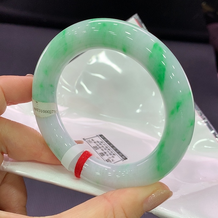 翡翠未镶嵌手镯圆条56，胖圆