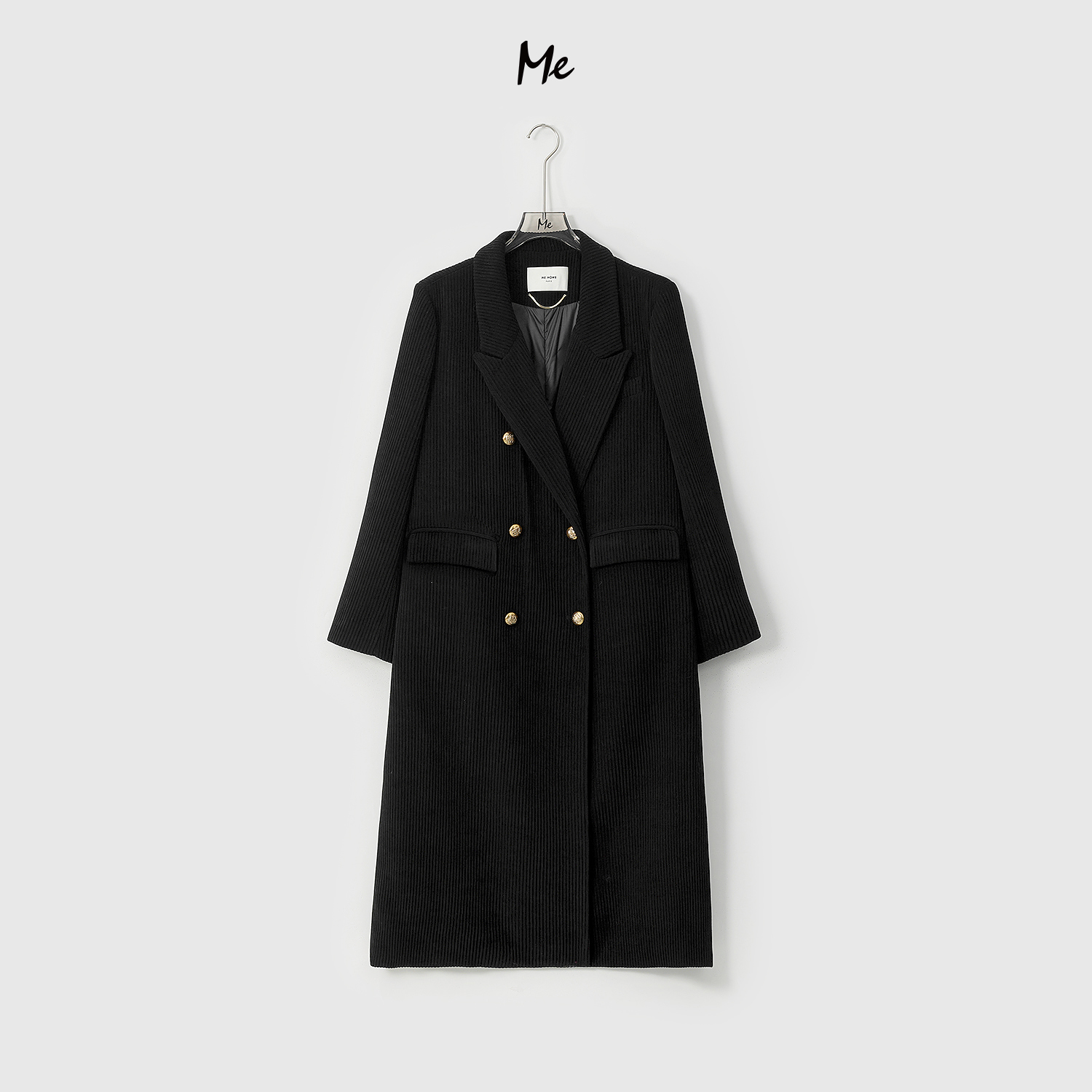 ME【加厚羽绒内胆】灯芯绒鹅绒服百搭长款保暖羽绒服大衣MEQC3133