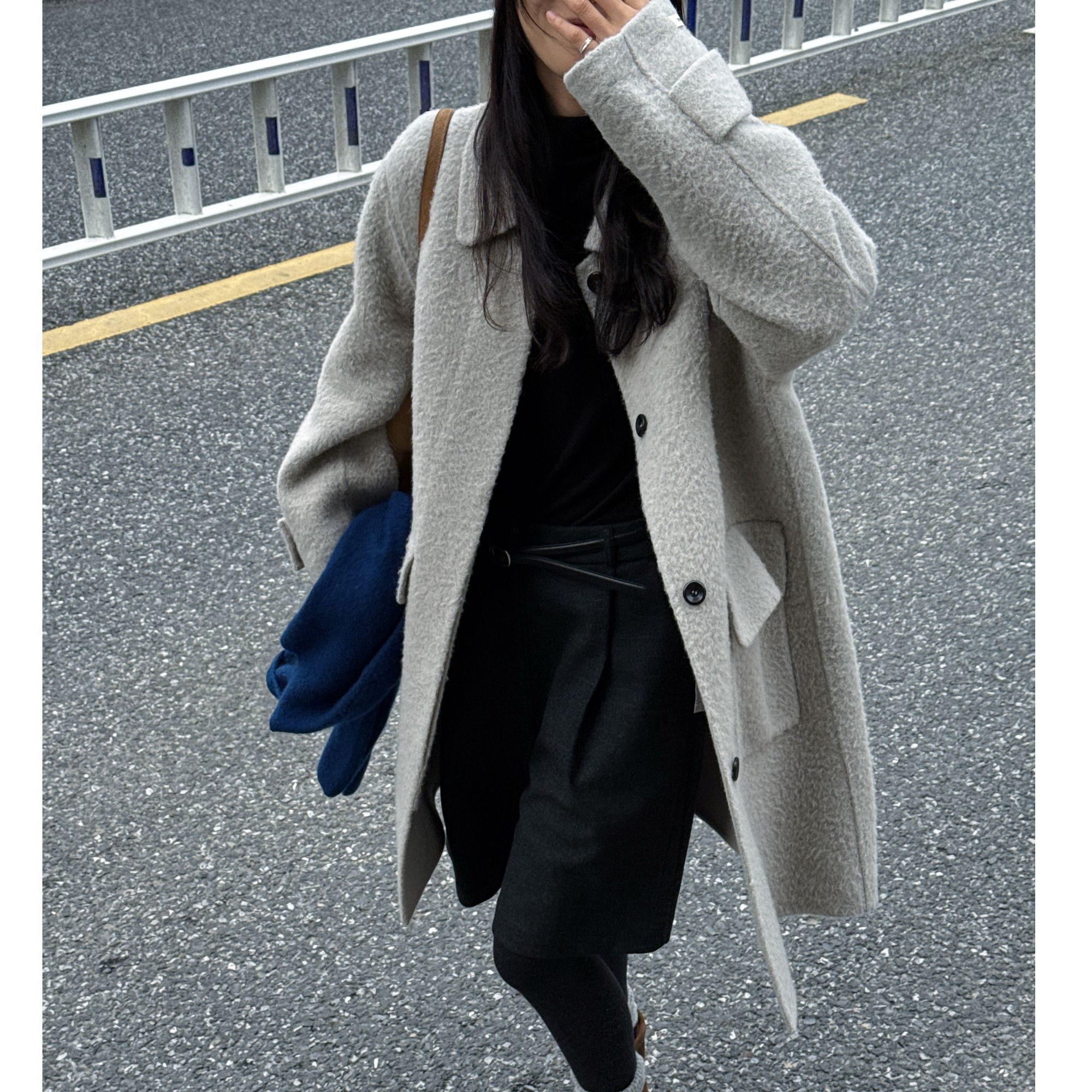 【商场品质】韩版简约氛围感 翻领气质松弛时尚毛呢外套 HD 0652