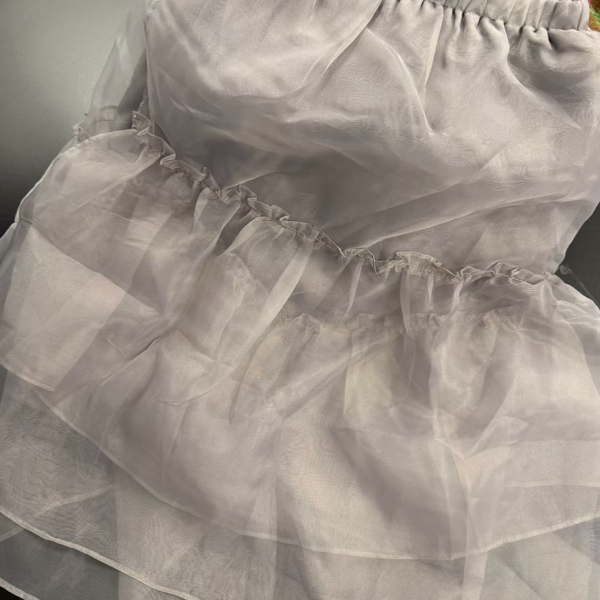 温柔韩系设计感网纱加绒百搭半身裙