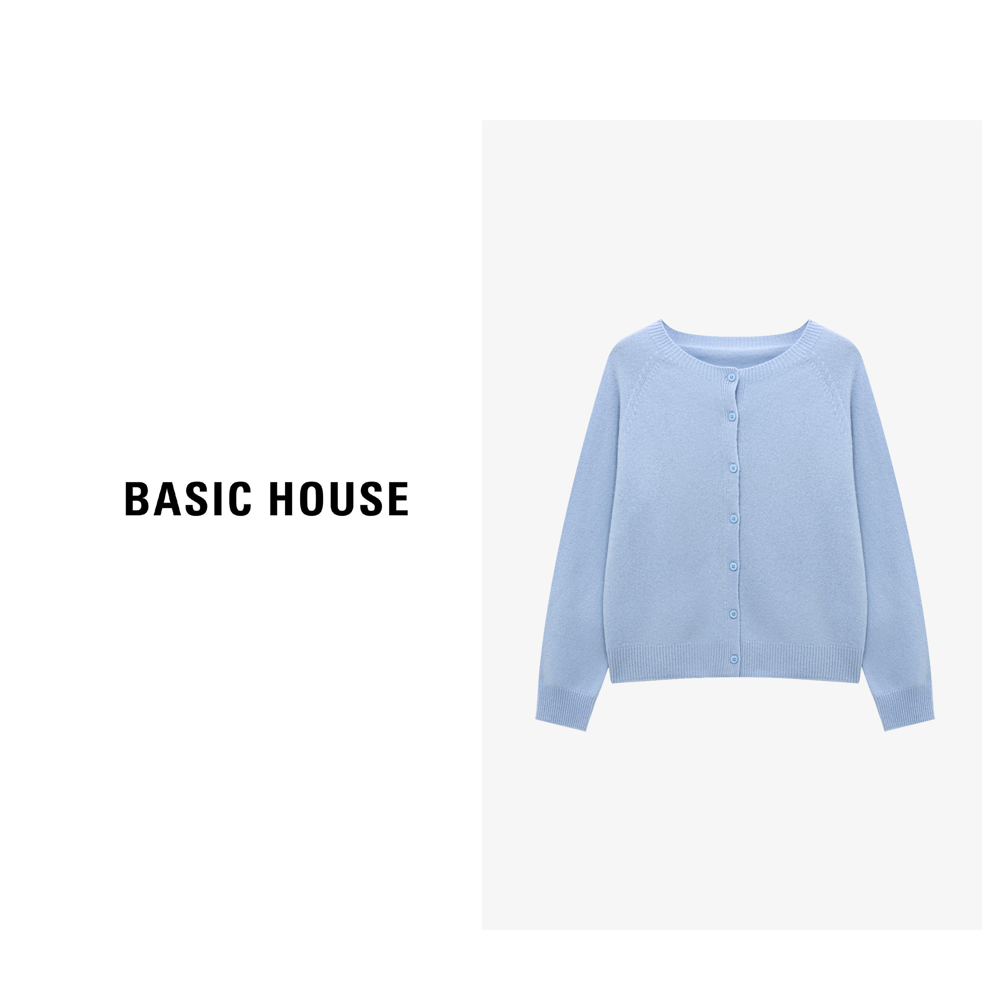 Basic House/百家好气质长袖针织短款时尚纯色羊毛衫-B0625B5TCN2