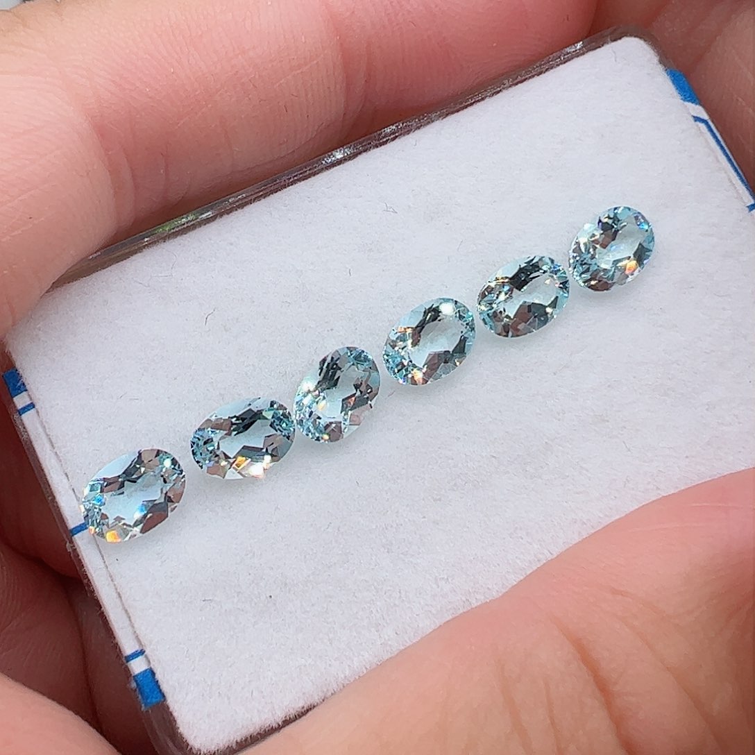海蓝宝石裸石未镶嵌6颗5✖️7椭圆
