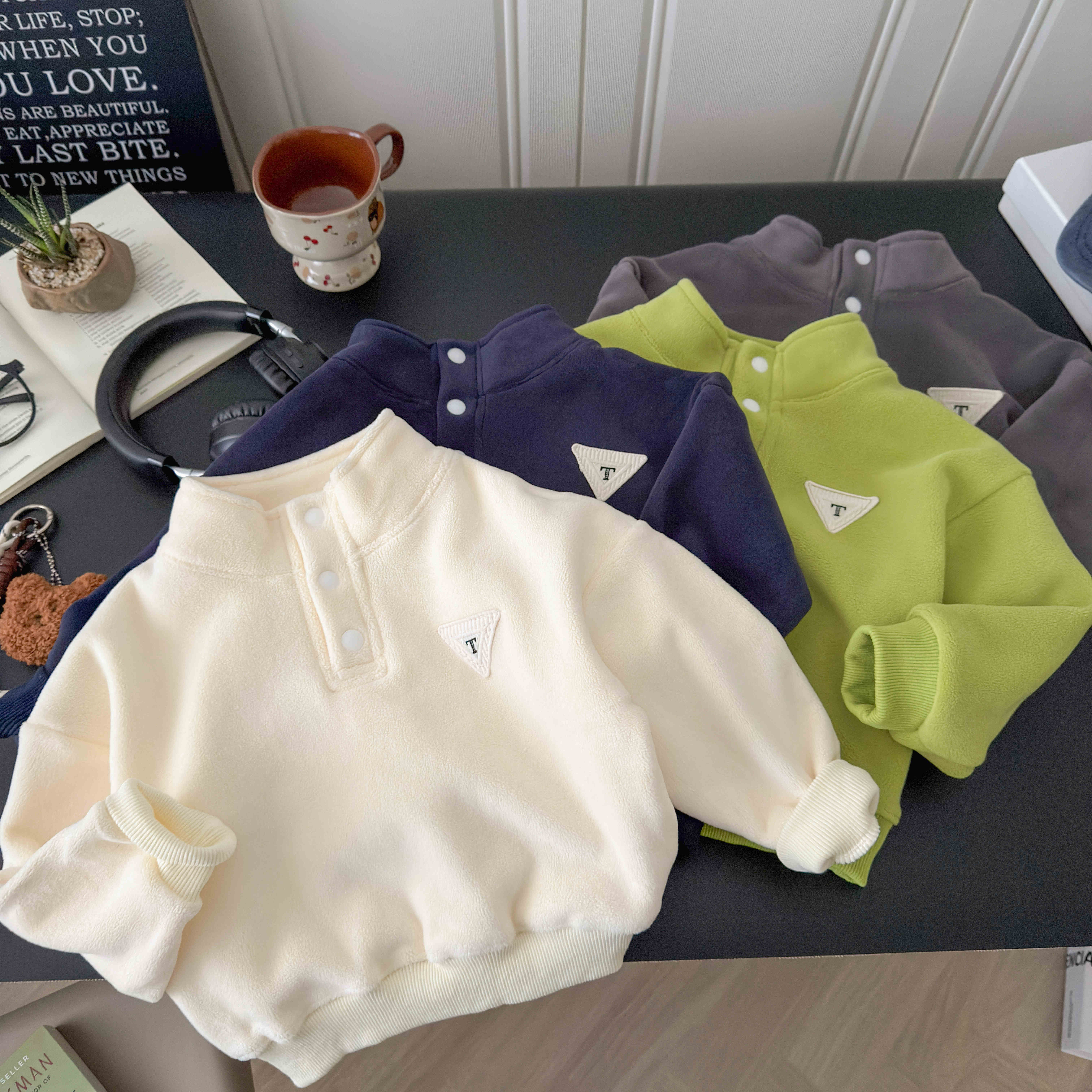 【现货】【高品质加绒加厚】儿童奥粒绒校服神器中大童加绒卫衣