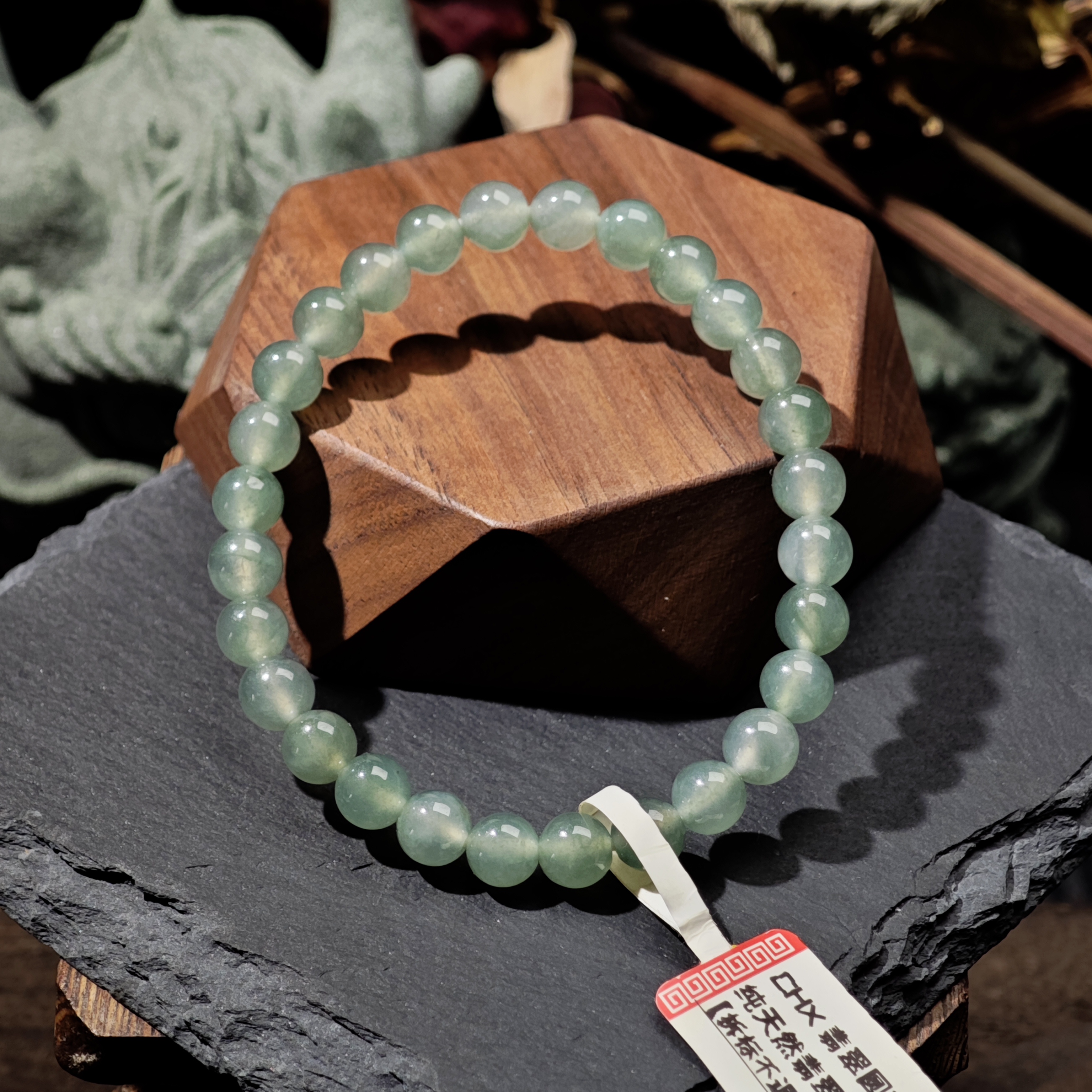 [单品]A0589(卡6.6 )天然缅甸翡翠圆珠手串冰种A货国内现货可鉴赏