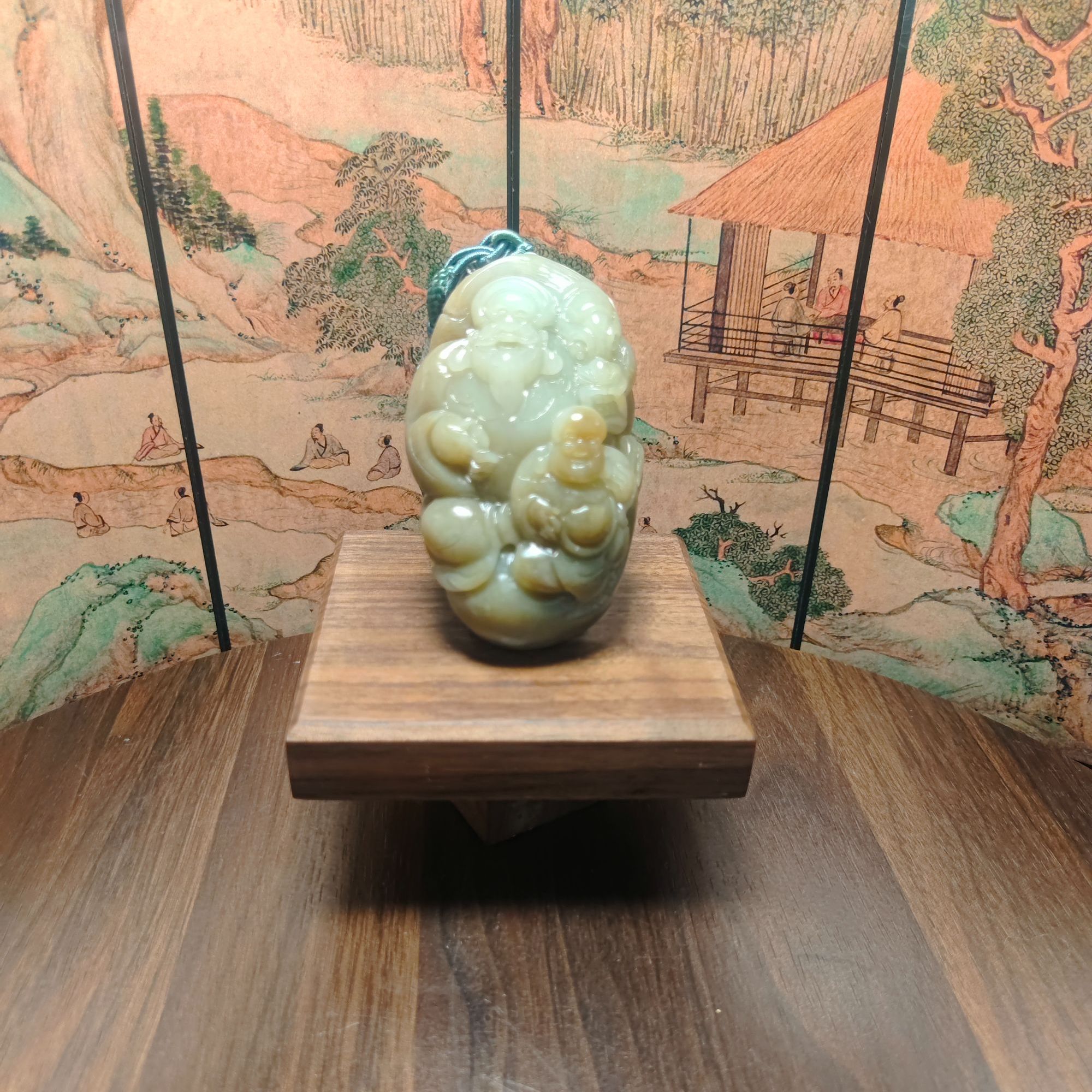 O和田玉财福双收手把0675