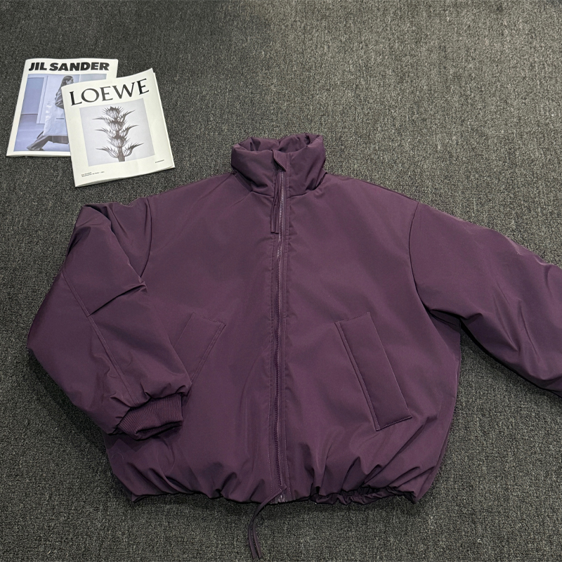 马年限定紫色三防立领夹克加厚骑兵服棉衣外套美式短宽棉服男冬季