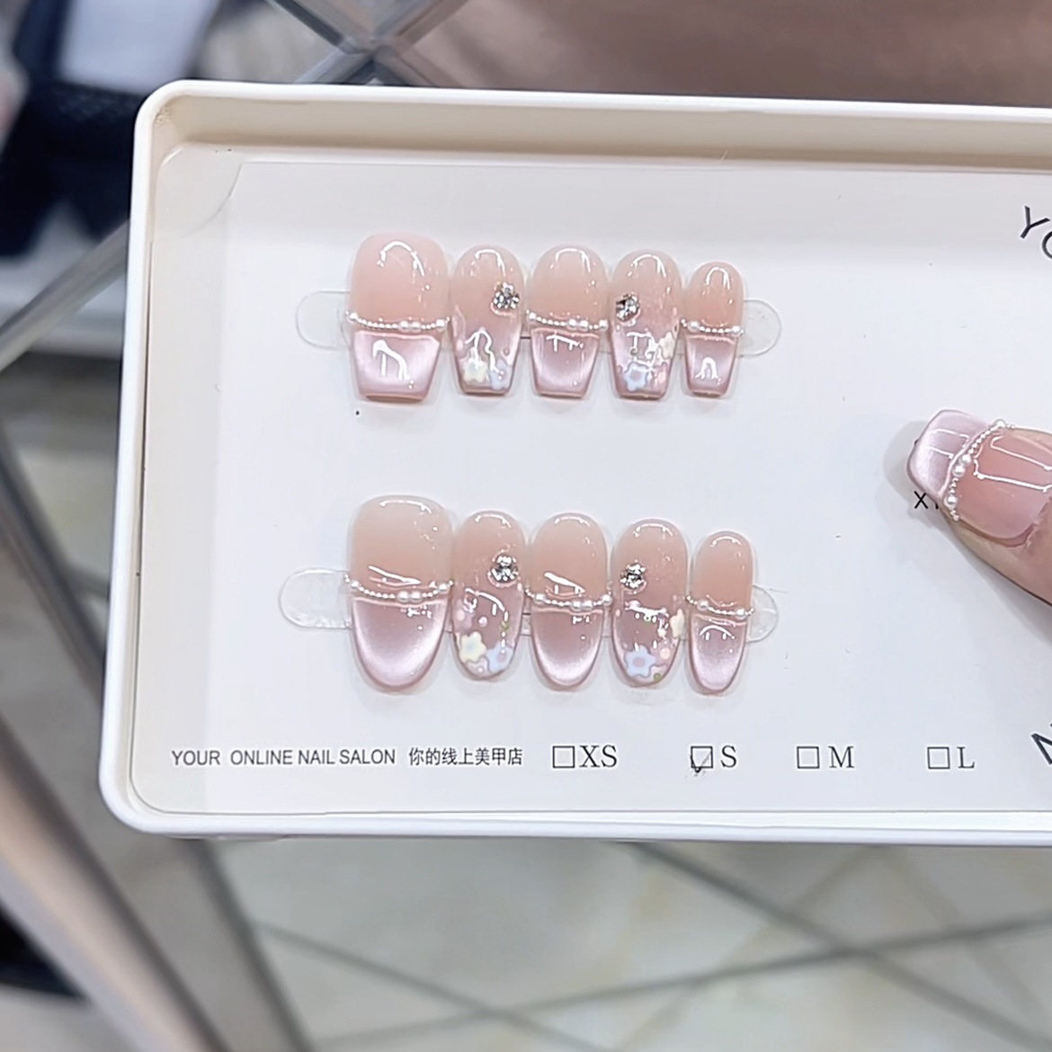 3000 NAIL “可爱小花”设计师高定原创纯手工高级感猫眼显白穿戴甲