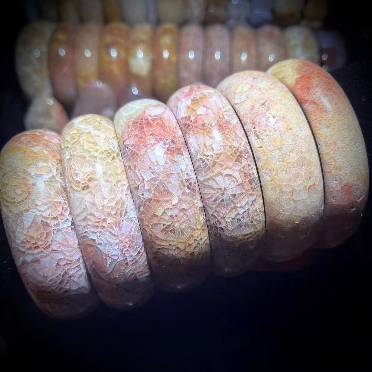 天然印尼赞比彩万花筒立体彩大花手镯手牌（链接私拍发单一颗珠子）