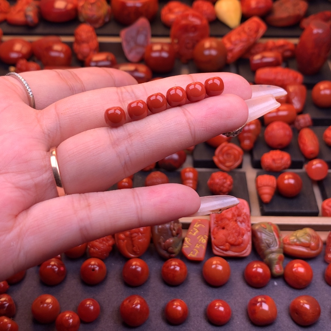 周***剑南红玛瑙未镶嵌原矿老型6.8mm