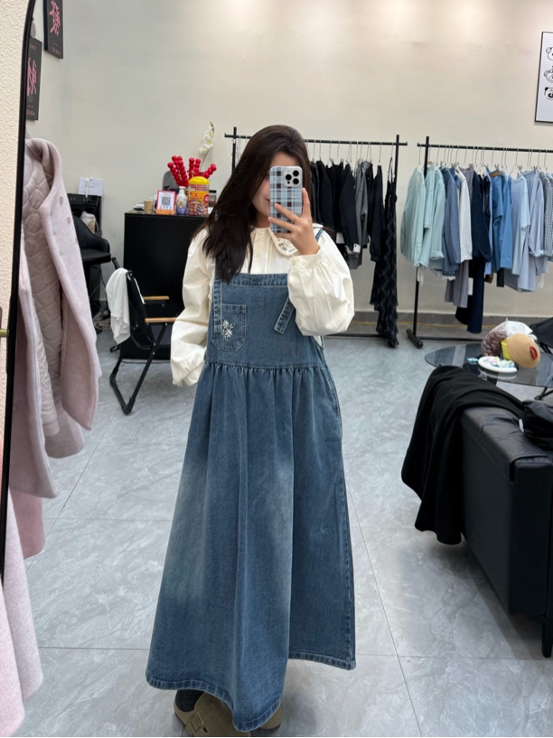 韩版背带裙两件套