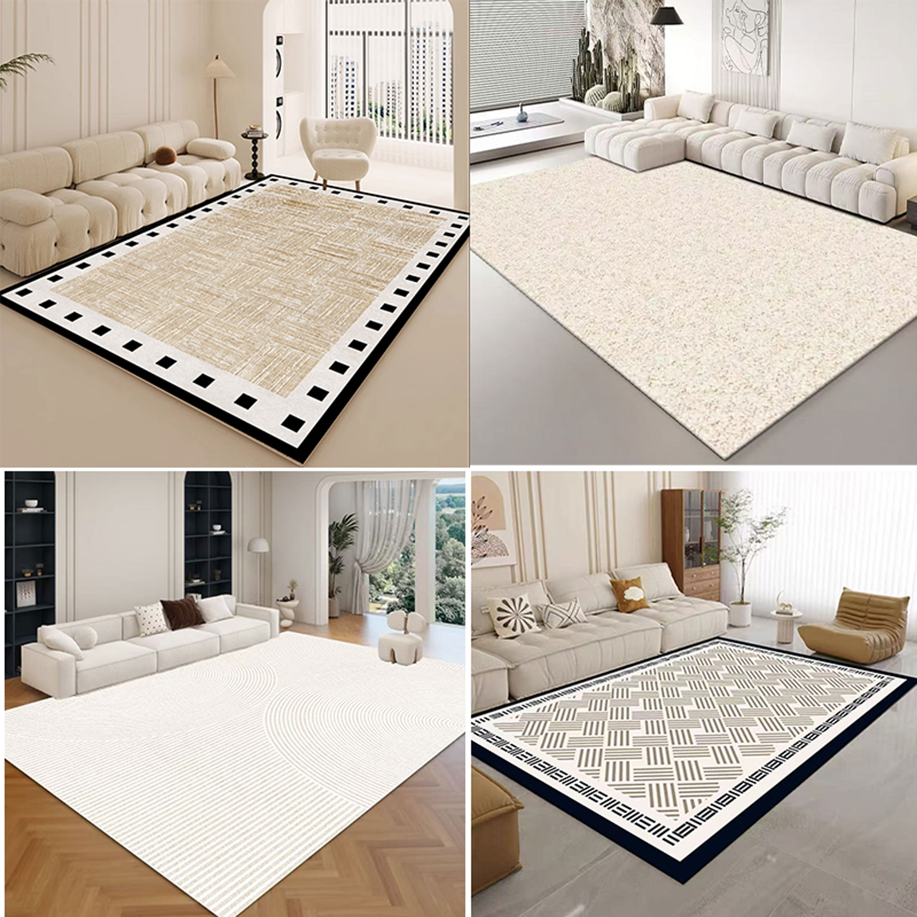 客厅地毯现代奶油风茶几垫防滑可擦水洗家用地毯透气卧室床边垫子