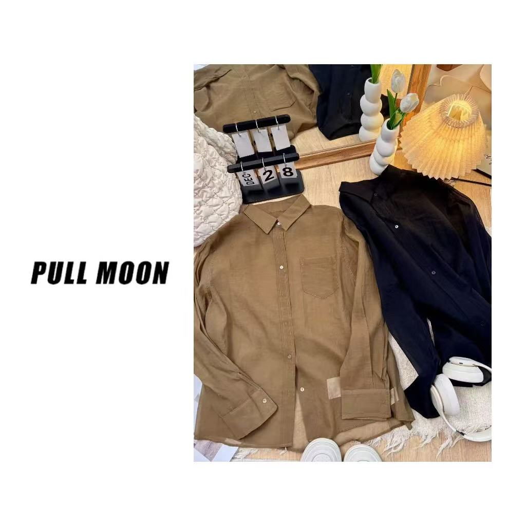 16-15  韩版纯色简约宽松百搭薄款防晒长袖单口衬衫女  CS/1225