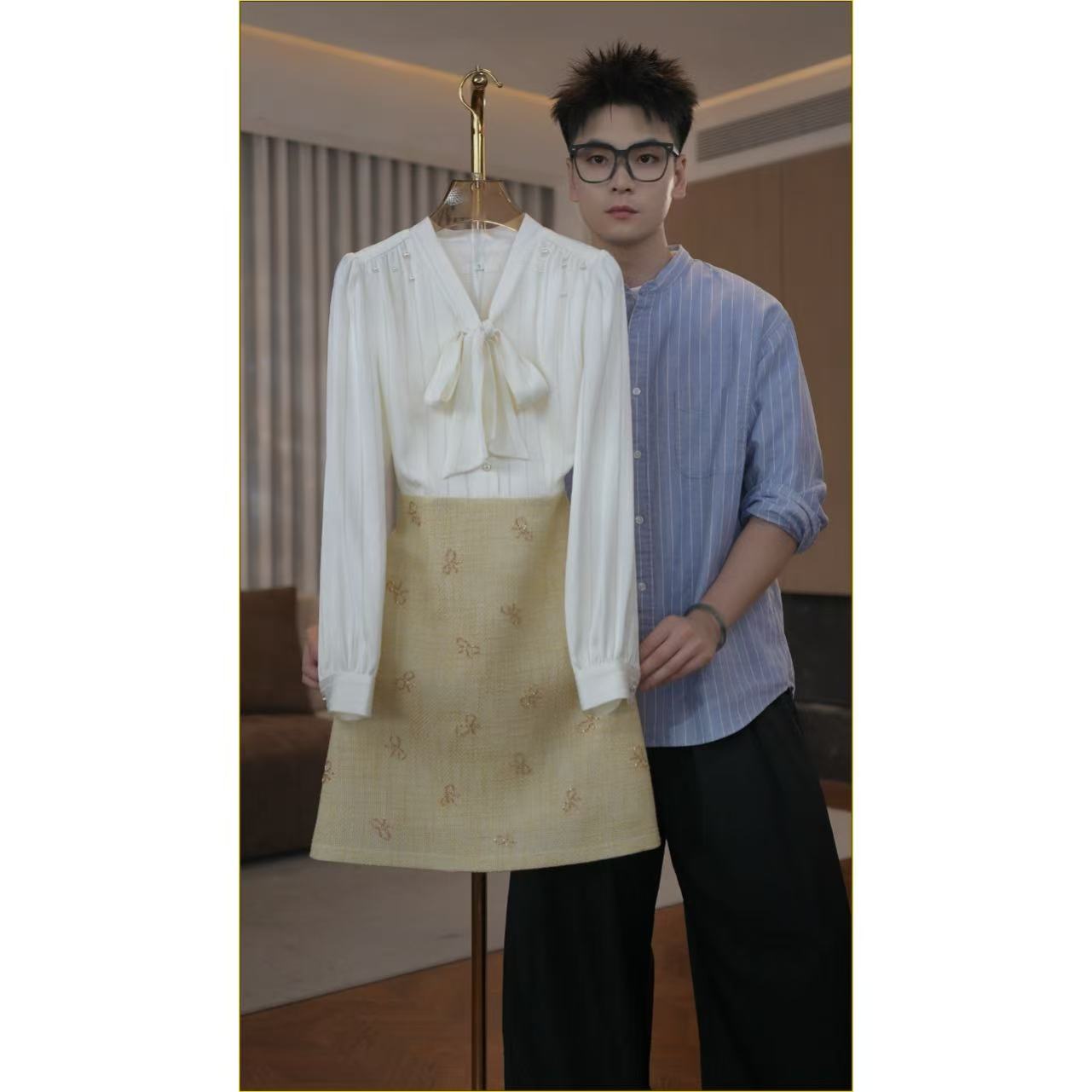 【蒂妮佳】2210品牌女装高贵气质显瘦长袖连衣裙