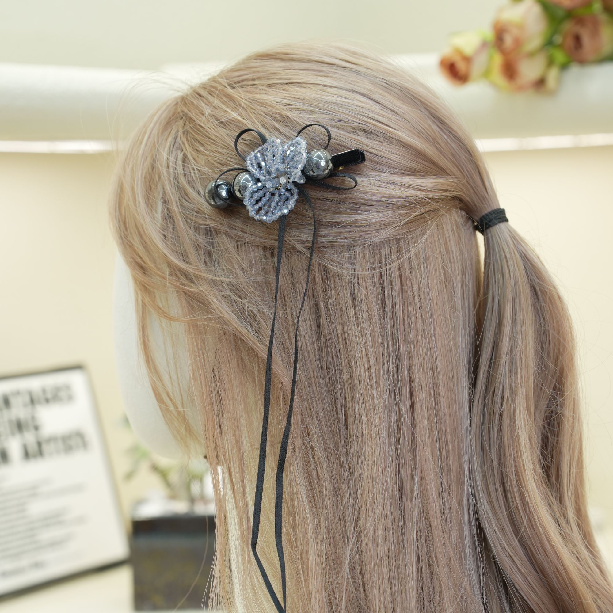 【压夹边夹02】兰喏同款 专柜定制铜丝水晶花花鸭嘴夹可当弹簧夹