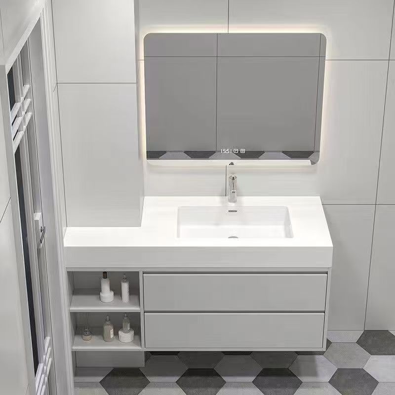 久澜卫浴浴室柜组合主卧奶油风双抽智能白色实木浴室柜