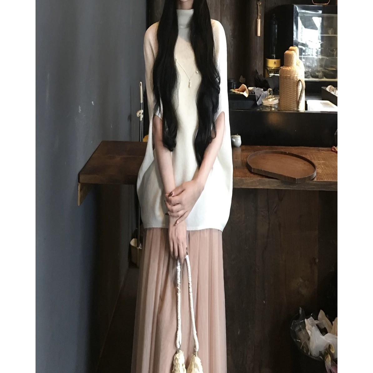 网红纯欲辣妹千金连衣裙套装