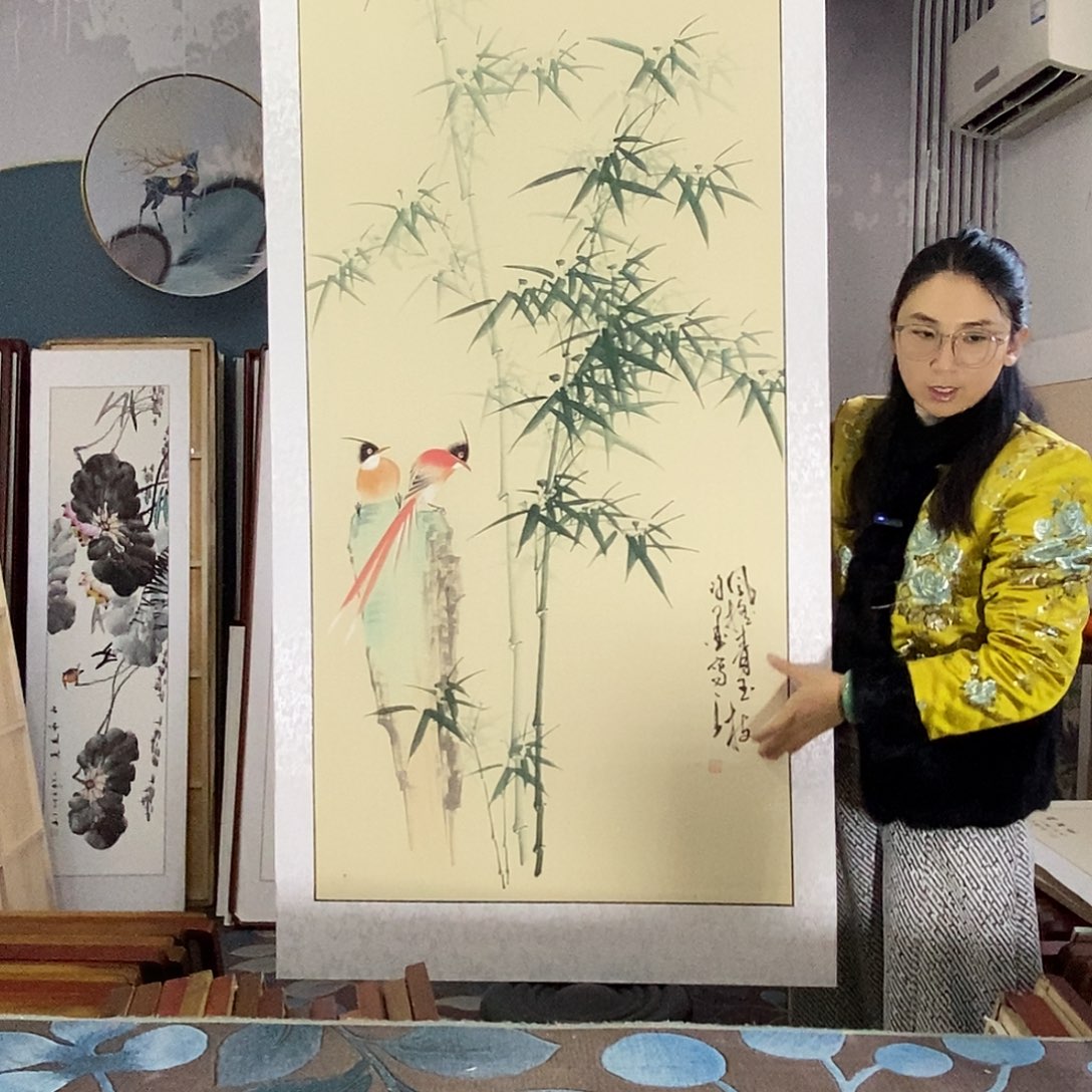 国画82✖️162厘米带框包邮国画作品