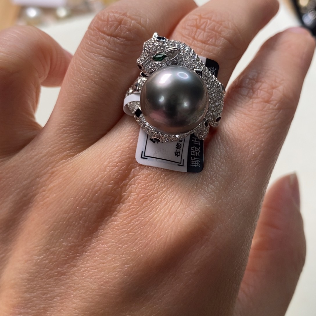 海水珍珠戒圈银S925镶嵌