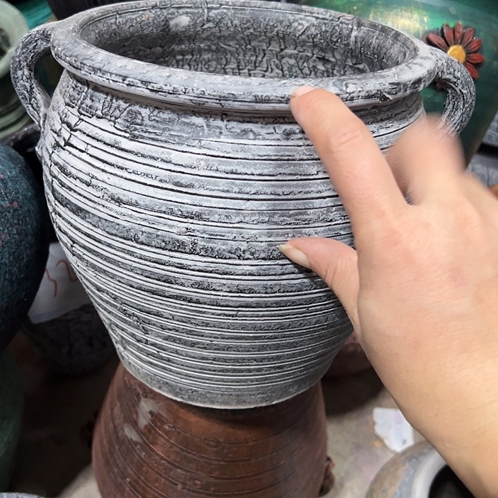 口不圆瑕疵灰色双耳高19口19