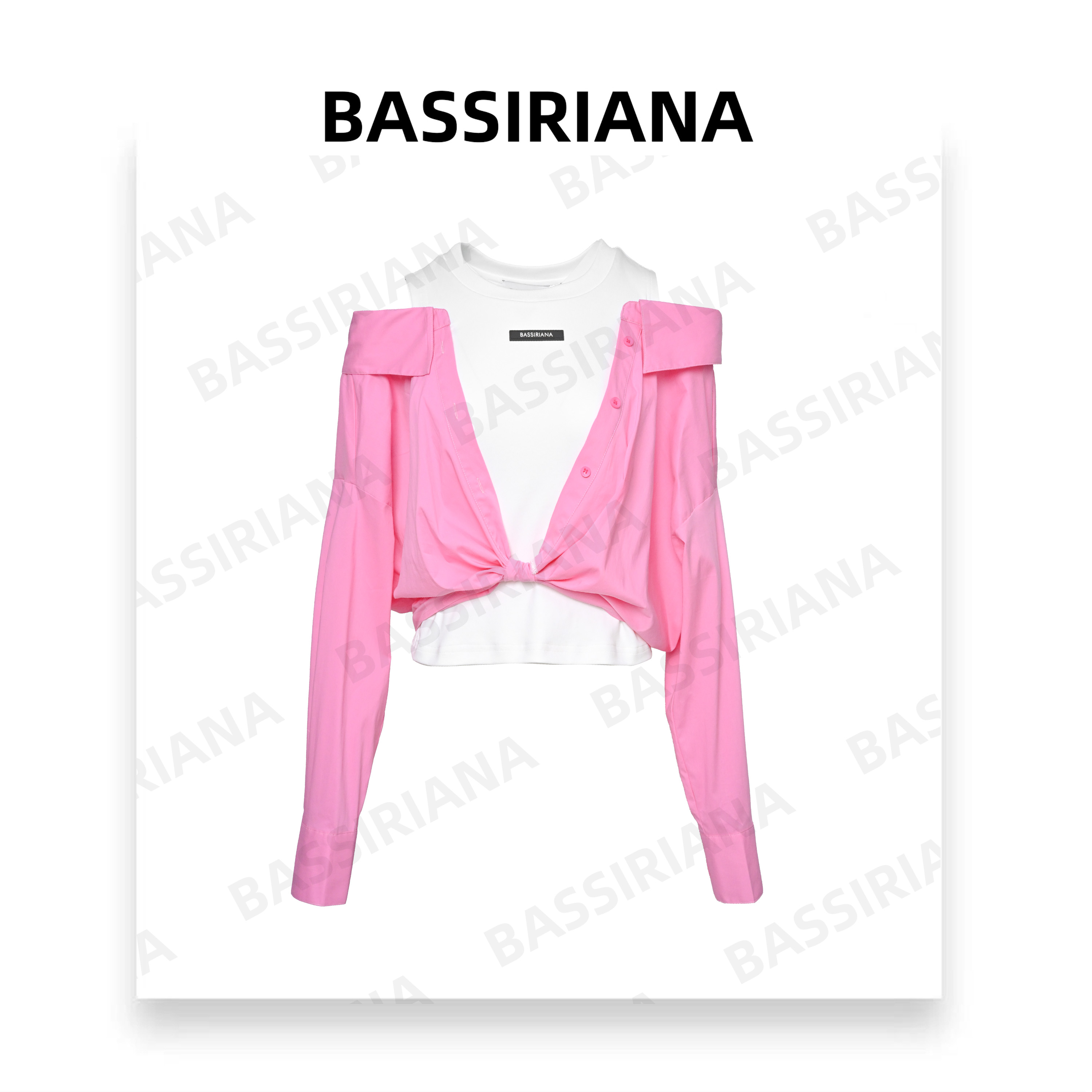 LILI【BASSINIANA】小众设计感绿色袖假两件衬衫轻奢潮上衣311844