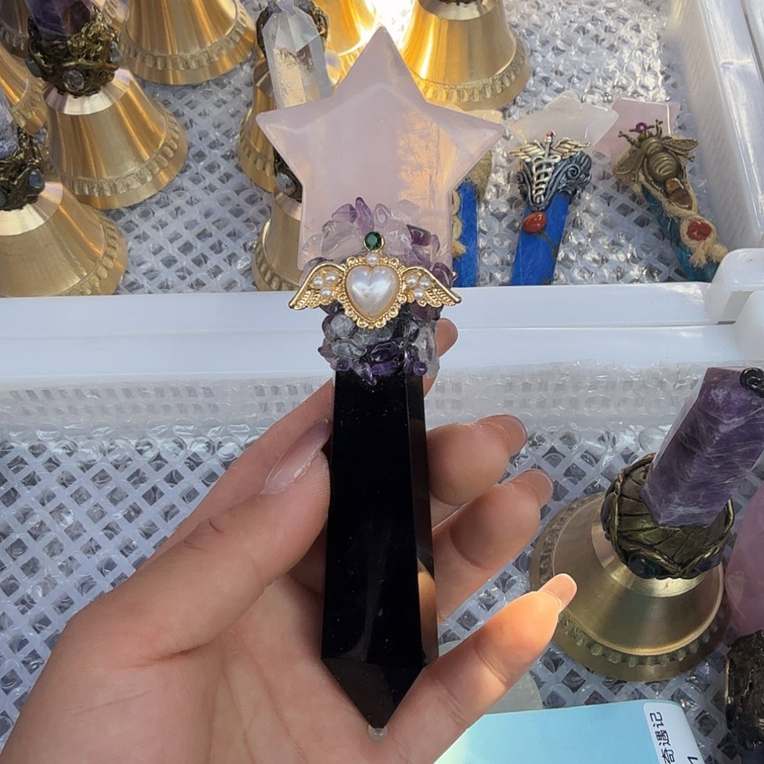 水晶手链22K金镶嵌黑曜石