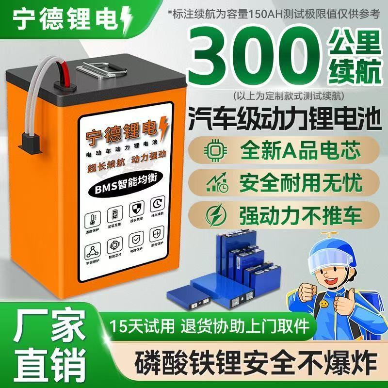 宁德外卖电动车电摩锂电池大容量磷酸铁锂三元锂48v60V72v全新