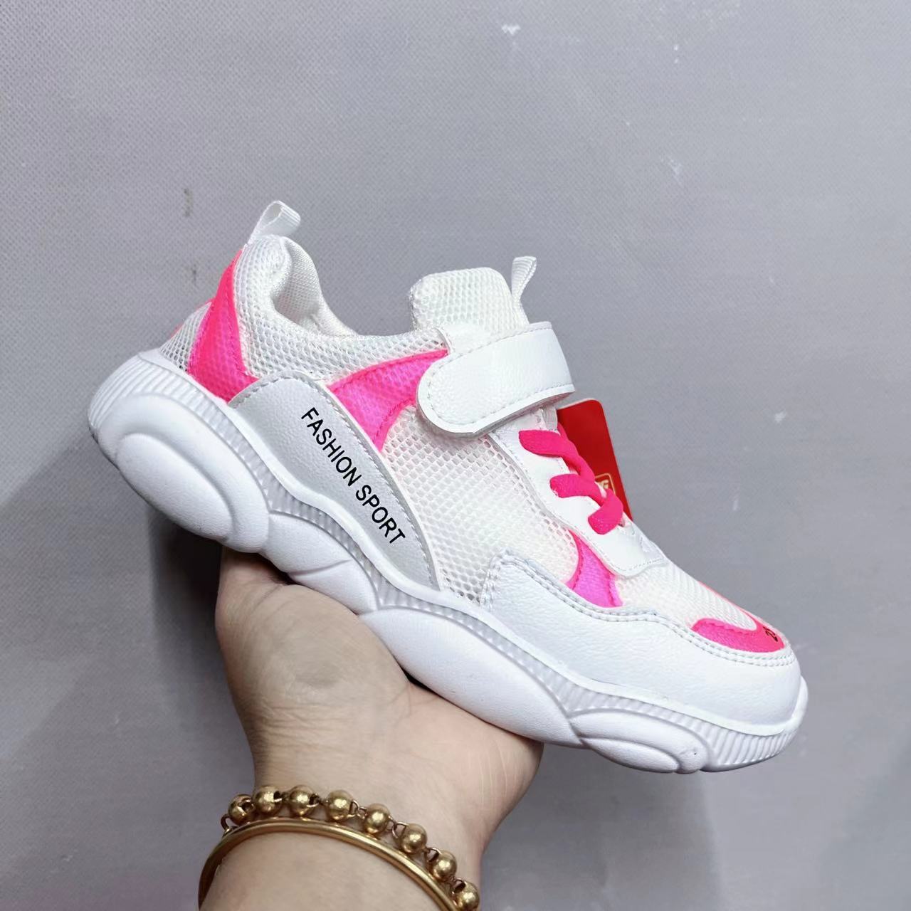 新款中大童男女宝夏款透气单网运动鞋魔术贴休闲鞋363（金刚）