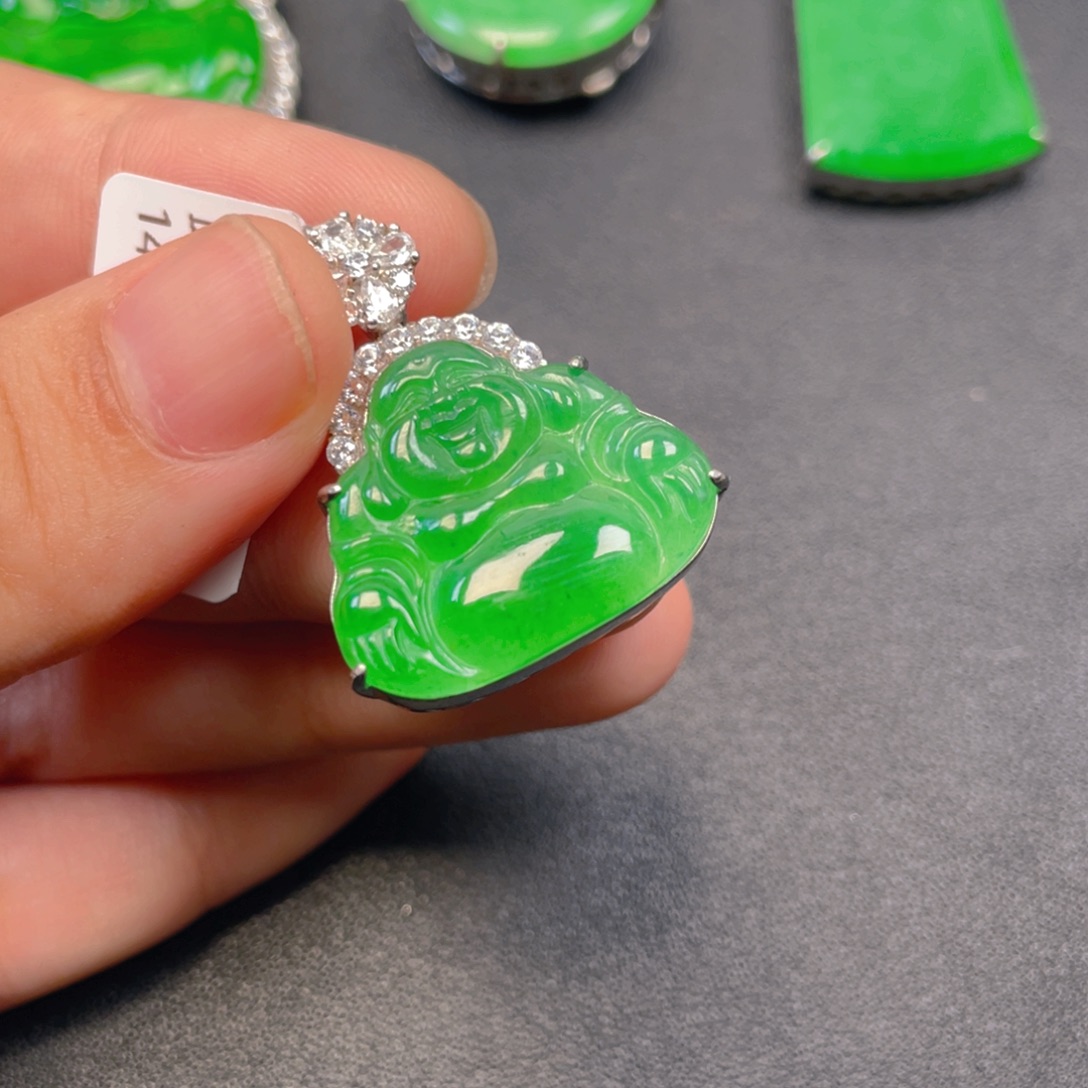 吊坠(不含链)银S925镶嵌翡翠